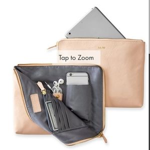 Mark & Graham Blush Leather Commute Clutch